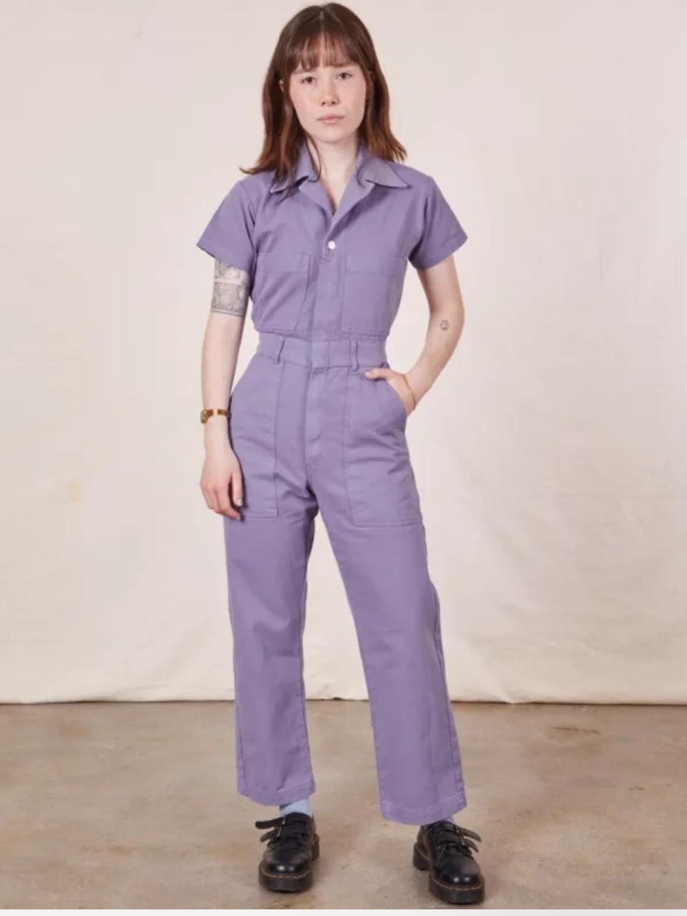 Purple short sleeve jumpsuit!